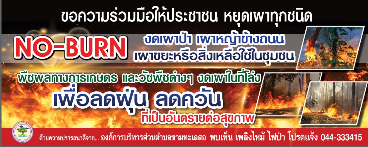 ขอประชาสัมพันธ์รณรงค์งดเผาในที่โล่ง เผาเศษวัชพืช โดยเฉพาะในช่วงเดือนธันวาคมและเดือนเมษายนของทุกปี เพื่อให้ประชาชนตระหนักถึงผลกระทบจากการเผาในที่โล่งและพื้นที่การเกษตร